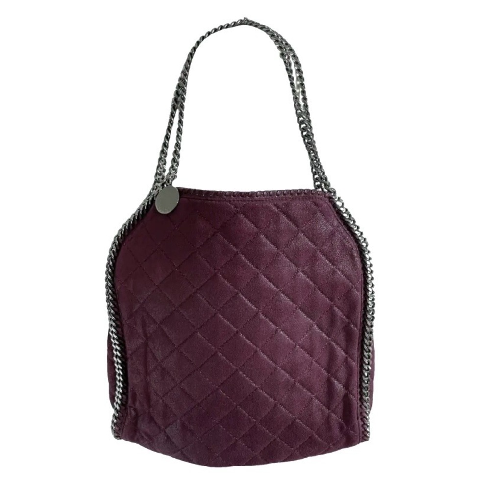 STELLA McCARTNEY Falabella Maroon Quilted Chainlink Tote Bag - Authentic